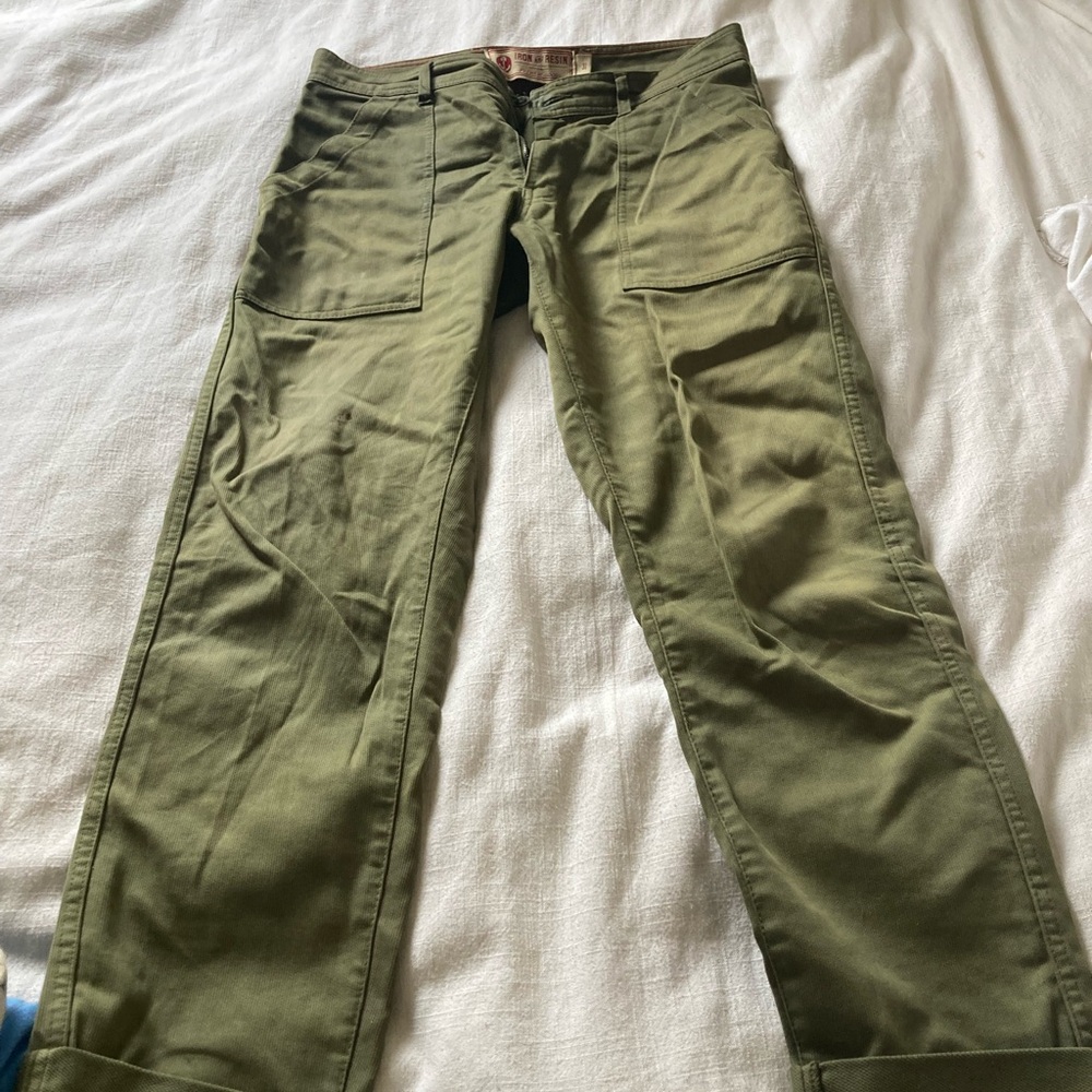 Iron & Resin Olive Green Pants- size 31